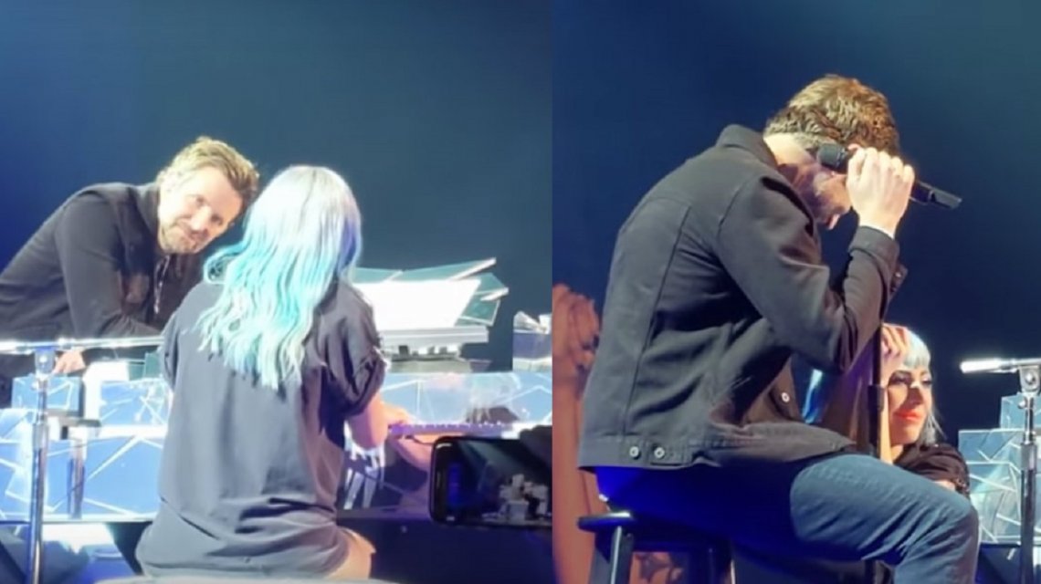 Bradley Cooper sorprendió en el escenario a Lady Gaga